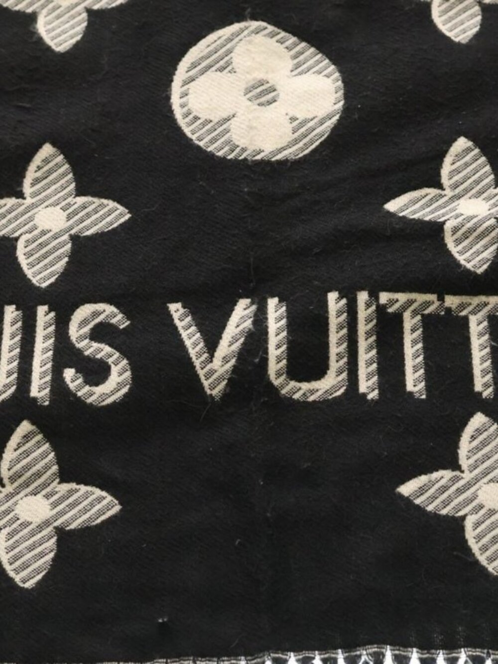 Louis Vuitton LV Essential Monogram All Over Logo Shawl Black - Picture 2 of 6